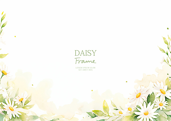PSD 잎 일러스트 사람없음 봄 흰색 데이지 꽃프레임 카피스페이스 국내일러스트 식물 계절 꽃 컬러 프레임 공백 파일형식