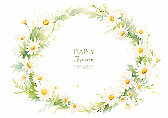 PSD 잎 일러스트 사람없음 봄 흰색 데이지 원형프레임 꽃프레임 카피스페이스 국내일러스트 식물 계절 꽃 컬러 프레임 공백 원형 파일형식
