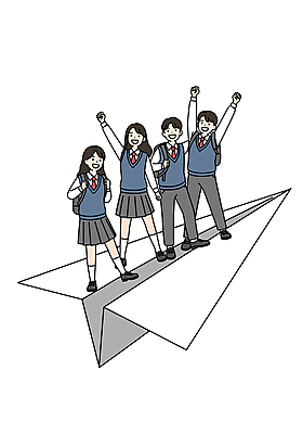 전신 PSD 학생 여자 남자 교복 일러스트 청소년 책가방 웃음 여러명 스쿨라이프 손들기 우정 만세 잡기 종이비행기 활기 십대만 일러캐릭터 캐릭터 라이프스타일 옷 다수 컨셉 가방 학교 모션 표정 사람 친구 종이접기 파일형식