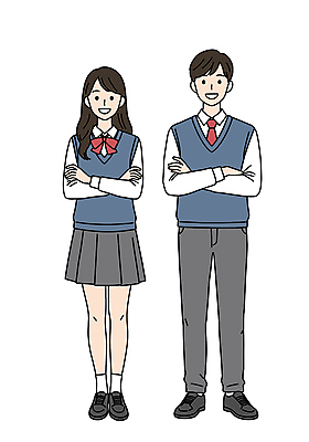 전신 PSD 학생 여자 남자 교복 일러스트 청소년 웃음 두명 스쿨라이프 팔짱 우정 십대만 일러캐릭터 캐릭터 라이프스타일 옷 학교 모션 표정 사람 친구 파일형식