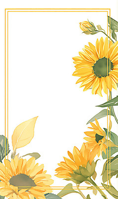 PSD 잎 일러스트 여름꽃 해바라기 수채화 사각프레임 사람없음 노란색 꽃프레임 카피스페이스 국내일러스트 식물 꽃 컬러 프레임 사각형 공백 파일형식 여름_계절