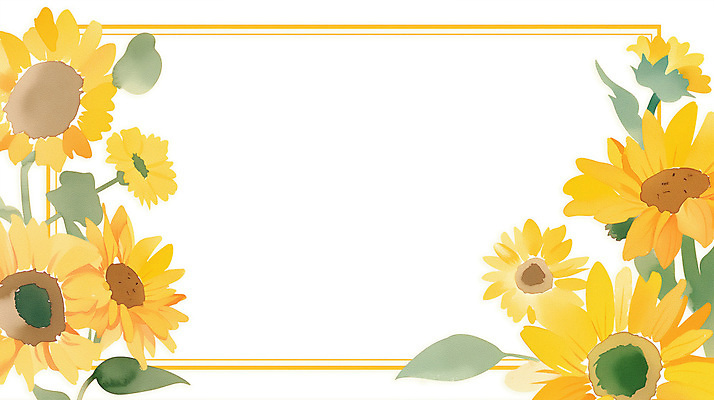 PSD 잎 일러스트 여름꽃 해바라기 수채화 사각프레임 사람없음 노란색 꽃프레임 카피스페이스 국내일러스트 식물 꽃 컬러 프레임 사각형 공백 파일형식 여름_계절