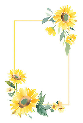 PSD 잎 일러스트 여름꽃 해바라기 수채화 사각프레임 사람없음 노란색 꽃프레임 카피스페이스 국내일러스트 식물 꽃 컬러 프레임 사각형 공백 파일형식 여름_계절