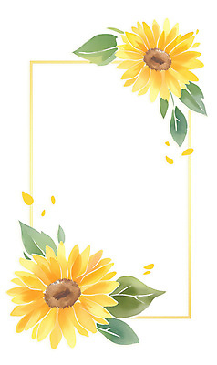 PSD 잎 일러스트 여름꽃 해바라기 수채화 사각프레임 사람없음 노란색 꽃프레임 카피스페이스 국내일러스트 식물 꽃 컬러 프레임 사각형 공백 파일형식 여름_계절