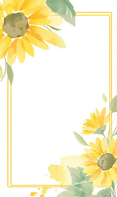 PSD 잎 일러스트 여름꽃 해바라기 수채화 사각프레임 사람없음 노란색 꽃프레임 카피스페이스 국내일러스트 식물 꽃 컬러 프레임 사각형 공백 파일형식 여름_계절