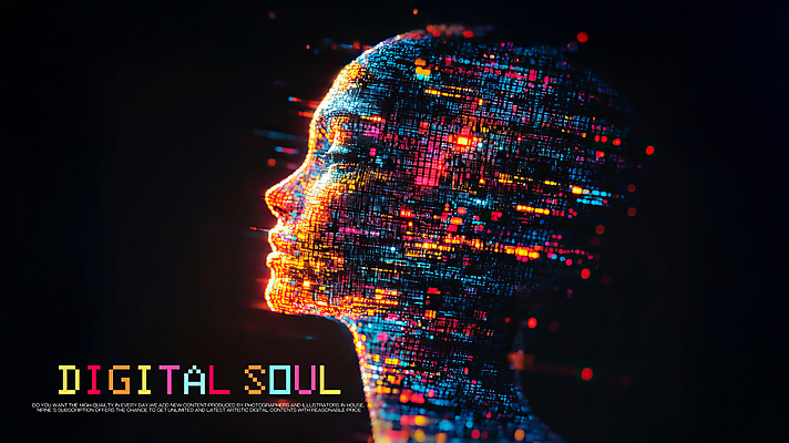 PSD 편집이미지 얼굴 미래 사람모양 디지털 검은색 과학기술 사이버 네온 픽셀 이미지편집 모양 컬러 컨셉 기술 신체부위 파일형식