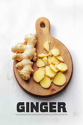 PSD 편집이미지 음식 식재료 단면 건강 사람없음 슬라이스 생강 나무도마 이미지편집 채소 도마 목재 파일형식