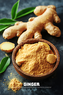 PSD 편집이미지 음식 잎 식재료 단면 건강 사람없음 가루 생강 나무그릇 이미지편집 식물 그릇 채소 목재 파일형식