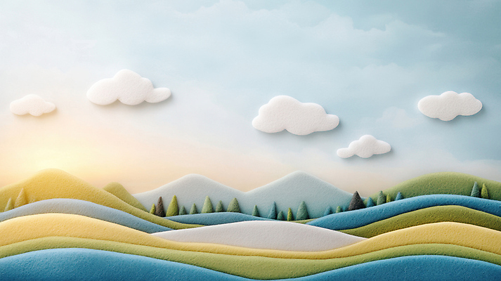 JPG 나무 구름 편집이미지 자연 하늘 산 사람없음 햇빛 펠트 이미지편집 편집실사 AI컴퓨터그래픽 AI콘텐츠 자연요소 식물 태양 CG 생태계 파일형식 천_직물