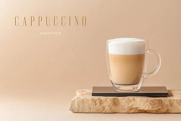 PSD 편집이미지 잔 사람없음 카페 돌_바위 메뉴 카푸치노 베이지색 우유거품 이미지편집 식기 커피 컬러 상점 거품 파일형식