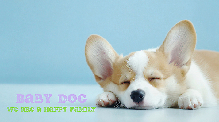 PSD 편집이미지 응시 얼굴 새끼 엎드리기 하늘색 사람없음 귀여움 눈감음 강아지 졸음 웰시코기 이미지편집 수면_잠 동물 시선 감정 컨셉 모션 신체부위 파란색 반려동물 잠 개 파일형식