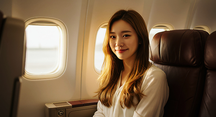 JPG 편집이미지 여자 해외여행 창문 한명 미소 앉기 상반신 성인 햇빛 갈색 비행기내부 의료성형뷰티 성인여자한명만 편집실사 AI인물포토 AI콘텐츠 1 해외 컬러 여행 모션 비행기 표정 사람 내부 태양 CG 여자한명만 성인여자만 파일형식 AI포토