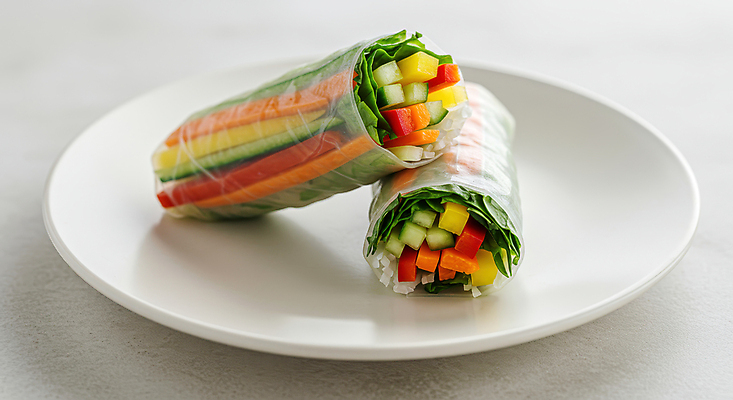 JPG 편집이미지 접시 오이 파프리카 건강 사람없음 당근 신선 건강식 라이스페이퍼 월남쌈 맛있는 편집실사 AI포토 AI콘텐츠 식기 음식 채소 뿌리채소 CG 베트남음식 파일형식