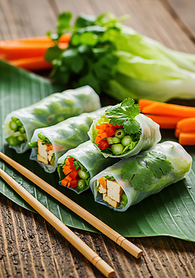 JPG 편집이미지 젓가락 오이 건강 사람없음 당근 신선 고수 두부 건강식 나무탁자 라이스페이퍼 월남쌈 맛있는 편집실사 AI포토 AI콘텐츠 음식 채소 탁자 뿌리채소 수저 향신료 CG 베트남음식 파일형식