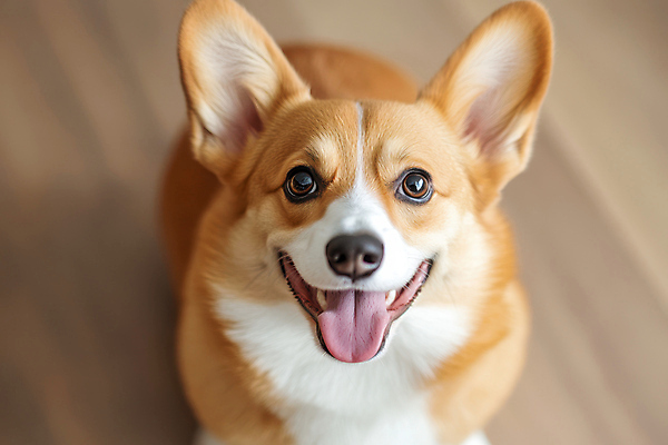 JPG 편집이미지 한마리 행복 반려견 미소 사람없음 갈색 귀여움 올려보기 강아지 나무바닥 웰시코기 편집실사 AI포토 AI콘텐츠 1 감정 컬러 컨셉 모션 바닥 표정 반려동물 개 CG 파일형식