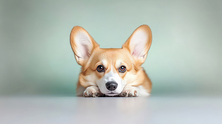 JPG 편집이미지 한마리 행복 반려견 얼굴 엎드리기 사람없음 귀여움 강아지 민트색 웰시코기 편집실사 AI포토 AI콘텐츠 1 감정 컬러 컨셉 모션 신체부위 반려동물 개 CG 파일형식