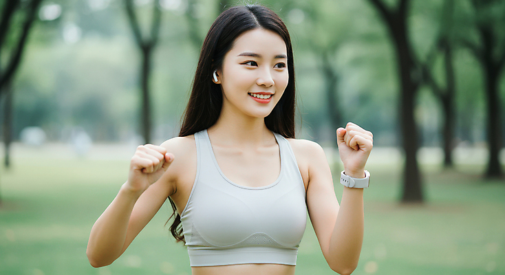 JPG 편집이미지 공원 여자 건강 한명 상반신 성인 운동복 조깅 손들기 파이팅 몸매 상쾌 무선이어폰 의료성형뷰티 성인여자한명만 편집실사 AI인물포토 AI콘텐츠 1 옷 공공시설 감정 이어폰 모션 사람 운동 CG 여자한명만 성인여자만 파일형식 AI포토