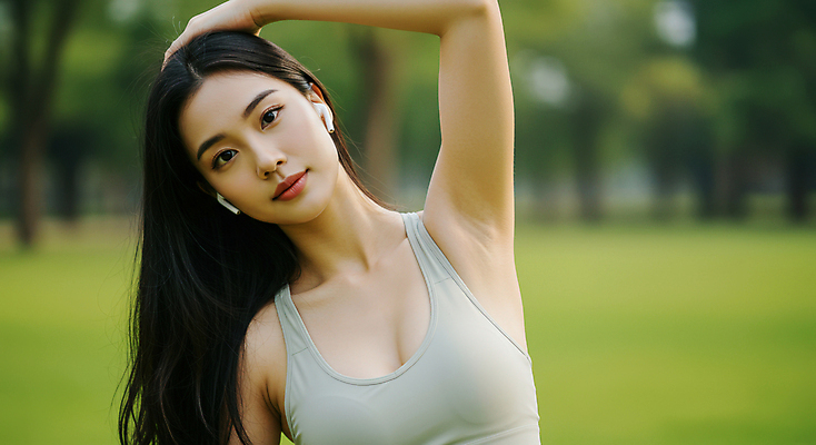 JPG 편집이미지 공원 여자 건강 한명 상반신 성인 운동복 스트레칭 잡기 몸매 상쾌 무선이어폰 의료성형뷰티 성인여자한명만 편집실사 AI인물포토 AI콘텐츠 1 옷 공공시설 감정 이어폰 모션 사람 운동 CG 여자한명만 성인여자만 파일형식 AI포토