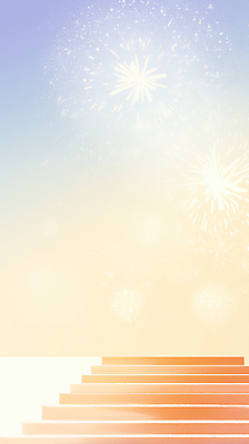 JPG 일러스트 폭죽 불꽃놀이 사람없음 빛 계단 주황색 감성 미니멀 국내일러스트 AI일러스트 AI콘텐츠 컬러 컨셉 놀이 파일형식