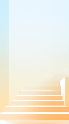 JPG 하늘색 일러스트 사람없음 빛 계단 주황색 감성 미니멀 국내일러스트 AI일러스트 AI콘텐츠 컬러 컨셉 파란색 파일형식
