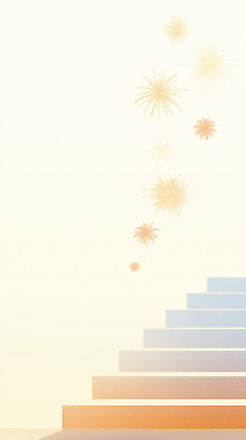 JPG 일러스트 폭죽 불꽃놀이 사람없음 빛 계단 주황색 감성 미니멀 국내일러스트 AI일러스트 AI콘텐츠 컬러 컨셉 놀이 파일형식