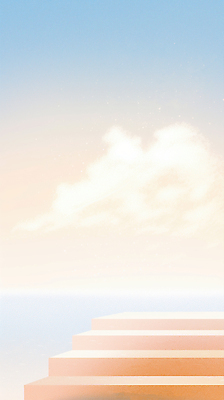 JPG 구름 하늘색 일러스트 하늘 사람없음 빛 계단 주황색 감성 미니멀 국내일러스트 AI일러스트 AI콘텐츠 자연요소 컬러 컨셉 파란색 파일형식