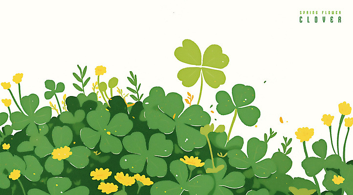 PSD 잎 일러스트 수채화 사람없음 초록색 봄 네잎클로버 세잎클로버 토끼풀꽃 국내일러스트 식물 계절 꽃 컬러 클로버 토끼풀 파일형식