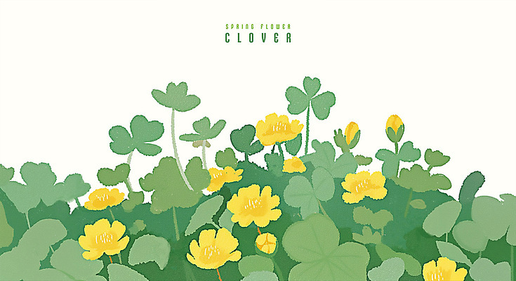 PSD 잎 일러스트 수채화 사람없음 초록색 봄 세잎클로버 토끼풀꽃 국내일러스트 식물 계절 꽃 컬러 클로버 토끼풀 파일형식