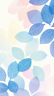 JPG 백그라운드 일러스트 나뭇잎 사람없음 파란색 겹침 파스텔 국내일러스트 AI일러스트 AI콘텐츠 컬러 잎 학용품 파일형식