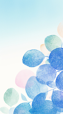 JPG 백그라운드 일러스트 나뭇잎 사람없음 파란색 겹침 파스텔 국내일러스트 AI일러스트 AI콘텐츠 컬러 잎 학용품 파일형식