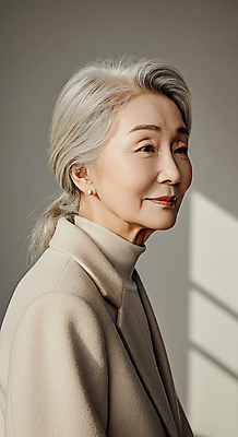 JPG 모델 편집이미지 여자 노년 그림자 한명 미소 상반신 햇빛 자신감 베이지색 피어싱 의료성형뷰티 노인여자한명만 편집실사 AI인물포토 AI콘텐츠 1 감정 컬러 장신구 표정 사람 성인 태양 CG 여자한명만 노인여자만 파일형식 AI포토