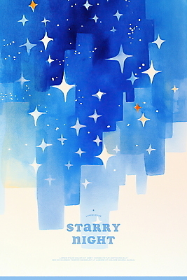 PSD 야경 일러스트 수채화 사람없음 파란색 반짝임 도시풍경 도심 별빛 국내일러스트 별 컬러 모션 풍경 빛 도시 야간 파일형식 풍경_경치