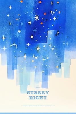 PSD 야경 일러스트 밤하늘 수채화 사람없음 파란색 반짝임 도시풍경 도심 별빛 국내일러스트 별 컬러 모션 하늘 풍경 빛 도시 야간 파일형식 풍경_경치