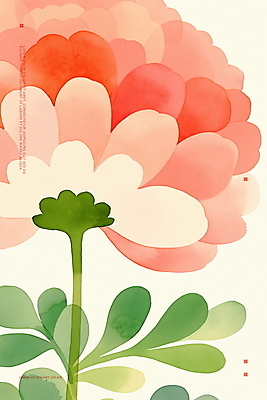 PSD 분홍색 잎 일러스트 수채화 사람없음 봄 우아함 감성 모란 보테니컬아트 국내일러스트 식물 계절 꽃 컬러 컨셉 파일형식