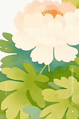 PSD 잎 일러스트 수채화 사람없음 초록색 봄 우아함 감성 모란 보테니컬아트 국내일러스트 식물 계절 꽃 컬러 컨셉 파일형식