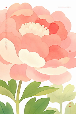 PSD 분홍색 잎 일러스트 수채화 사람없음 봄 우아함 감성 모란 보테니컬아트 국내일러스트 식물 계절 꽃 컬러 컨셉 파일형식