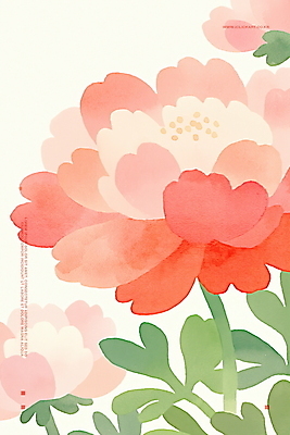 PSD 잎 일러스트 수채화 사람없음 봄 우아함 감성 모란 보테니컬아트 국내일러스트 식물 계절 꽃 컨셉 파일형식