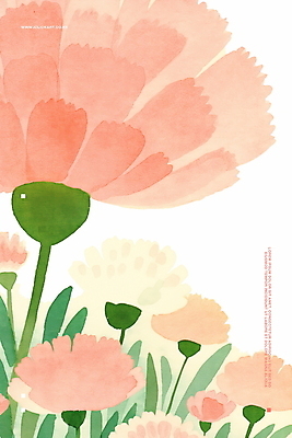 PSD 분홍색 잎 일러스트 수채화 사람없음 봄 우아함 감성 모란 보테니컬아트 국내일러스트 식물 계절 꽃 컬러 컨셉 파일형식