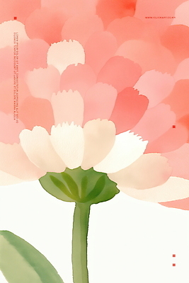 PSD 분홍색 잎 일러스트 수채화 사람없음 봄 우아함 감성 모란 보테니컬아트 국내일러스트 식물 계절 꽃 컬러 컨셉 파일형식