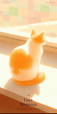 PSD 응시 일러스트 휴식 따뜻함 그림자 앉기 사람없음 햇빛 평화 귀여움 주황색 고양이 고요 포근함 부드러움 감성 국내일러스트 시선 컬러 컨셉 포유류 모션 반려동물 태양 감각 파일형식