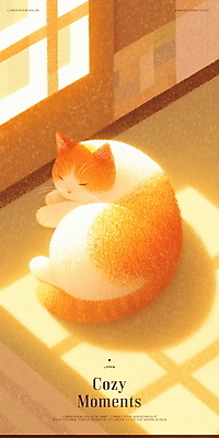 PSD 엎드리기 일러스트 휴식 따뜻함 그림자 사람없음 햇빛 평화 귀여움 눈감음 주황색 고양이 고요 잠 포근함 창가 부드러움 감성 웅크림 국내일러스트 컬러 컨셉 창문 포유류 모션 반려동물 태양 감각 파일형식