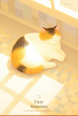 PSD 엎드리기 일러스트 휴식 따뜻함 사람없음 햇빛 노란색 평화 귀여움 눈감음 고양이 고요 잠 포근함 창가 부드러움 감성 국내일러스트 컬러 컨셉 창문 포유류 모션 반려동물 태양 감각 파일형식