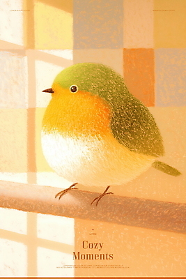 PSD 일러스트 조류 휴식 따뜻함 사람없음 햇빛 평화 귀여움 주황색 고요 포근함 창가 부드러움 감성 국내일러스트 동물 컬러 컨셉 창문 태양 감각 파일형식