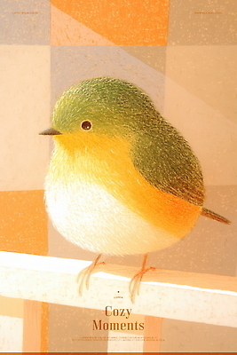 PSD 일러스트 조류 휴식 따뜻함 사람없음 햇빛 평화 귀여움 주황색 고요 포근함 부드러움 감성 국내일러스트 동물 컬러 컨셉 태양 감각 파일형식