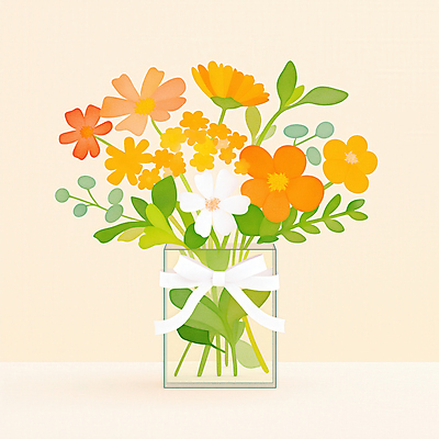 JPG 리본 잎 일러스트 선물 사람없음 꽃병 봄 축하 감사 가정의달 국내일러스트 AI일러스트 AI콘텐츠 식물 계절 꽃 감정 컨셉 5월 파일형식