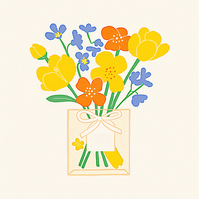 JPG 리본 잎 일러스트 선물 사람없음 꽃병 봄 축하 감사 가정의달 국내일러스트 AI일러스트 AI콘텐츠 식물 계절 꽃 감정 컨셉 5월 파일형식