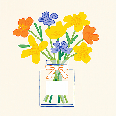 JPG 리본 잎 일러스트 선물 사람없음 꽃병 봄 축하 감사 가정의달 국내일러스트 AI일러스트 AI콘텐츠 식물 계절 꽃 감정 컨셉 5월 파일형식