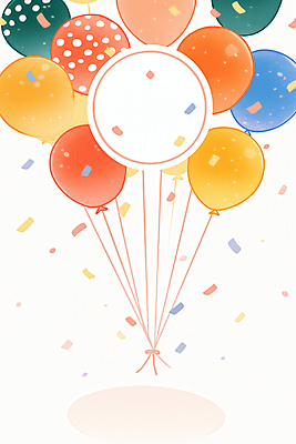 JPG 일러스트 프레임 사람없음 생일파티 꽃가루 생일축하 풍선 국내일러스트 AI일러스트 AI콘텐츠 축하 생일 가루 파일형식