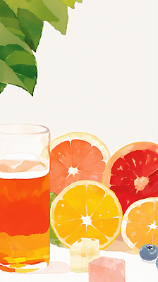 JPG 잎 오렌지 일러스트 단면 잔 수채화 사람없음 여름 얼음 과일주스 시원함 자몽 블루베리 상큼 냉음료 청량 국내일러스트 AI일러스트 AI콘텐츠 자연요소 식물 식기 계절 음료 과일 주스 파일형식