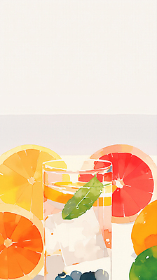 JPG 잎 오렌지 일러스트 단면 잔 수채화 사람없음 여름 얼음 시원함 레몬 허브 자몽 블루베리 상큼 냉음료 청량 국내일러스트 AI일러스트 AI콘텐츠 자연요소 식물 식기 계절 음료 과일 파일형식